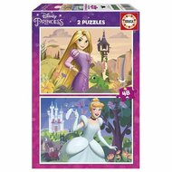 Set van 2 Puzzels Disney Princess Cinderella and Rapunzel 48 Onderdelen 1