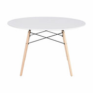 Eettafel Home ESPRIT Wit Zwart Natuurlijk Berken Hout MDF 120 x 120 x 74 cm 1