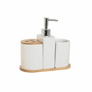 Badset Home ESPRIT Wit Natuurlijk Bamboe Dolomite 19,5 x 10 x 19 cm 1