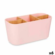 Tandenborstelhouder Roze Bamboe Polypropyleen 21 x 10 x 9 cm (6 Stuks) 1