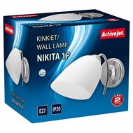 Wandlamp Activejet NIKITA 1P Nikiel Wit Nikkel Metaal Glas 60 W 220-240 V 26 x 12 x 12,5 cm 30 x 12 x 15 cm (1 Onderdelen) 4