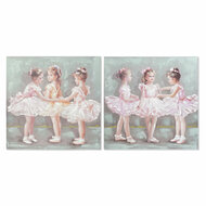 Schilderij DKD Home Decor 80 x 3 x 80 cm Balletdanseres Traditioneel (2 Stuks) 1