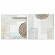 Schilderij Home ESPRIT Beige Grijs Canvas Hout MDF Abstract Modern 50 x 2,5 x 50 cm (2 Stuks) 1