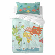 Dekbedovertrek set HappyFriday Happynois World Map Multicolour Wieg voor baby&amp;apos;s 2 Onderdelen 1