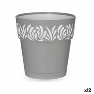 Zelfwaterende bloempot Stefanplast Gaia Grijs 15 x 15 x 15 cm Wit Plastic (12 Stuks) 1