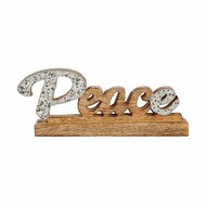 Decoratieve figuren Peace Purpurine 6 x 13 x 31 cm Zilverkleurig Hout 1