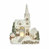 Decoratieve figuren Kerstmis LED Licht Huis 18 x 54 x 42 cm Wit Polyresin 1