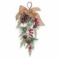 Deurhanger Kerstmis Wit Rood Groen Natuurlijk Rotan Plastic 55 cm 1