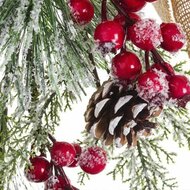 Deurhanger Kerstmis Wit Rood Groen Natuurlijk Rotan Plastic 55 cm 4