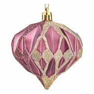 Kerstballen Diamant &Oslash; 8 cm 6 Stuks Roze Plastic 1