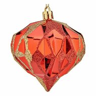 Kerstballen Diamant &Oslash; 8 cm 6 Stuks Rood Plastic 1