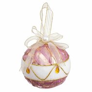 Kerstballen Wit Roze Polyfoam Weefsel 10 x 10 x 10 cm (3 Stuks) 1