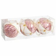 Kerstballen Wit Roze Polyfoam Weefsel 10 x 10 x 10 cm (3 Stuks) 2