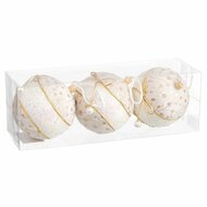 Kerstballen Wit Gouden Polyfoam Weefsel Lasso 10 x 10 x 10 cm (3 Stuks) 2