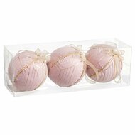 Kerstballen Roze Polyfoam Weefsel 10 x 10 x 10 cm (3 Stuks) 2