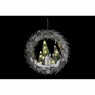 Kerstkrans DKD Home Decor LED Licht Huizen 46 x 7,5 x 46 cm 3