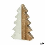 Decoratieve figuren Kerstboom Wit Natuurlijk Hout Keramisch 3 x 21 x 14 cm (6 Stuks) 1