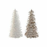 Kerstboom Home ESPRIT Wit Gouden Karton Veer 22 x 22 x 46 cm (2 Stuks) 1