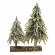 Kerstboom Dubbel Besneeuwd Houten basis (28 x 16 x 28 cm) 1