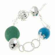 Cristian Lay 436210 Zilverkleurig Blauw Groen 23 cm Dames armband 1