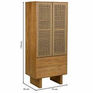 Kast Alexandra House Living Bruin Touw Sparrenhout Paulownia hout 45 x 170 x 80 cm 45 x 170 x 75 cm 3