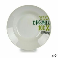 Diep bord Organic Wit Groen &Oslash; 20,6 cm Porselein (10 Stuks) 1