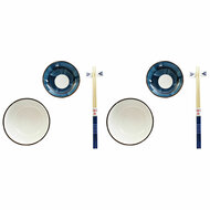 Sushi set DKD Home Decor 34 x 29,5 x 7,3 cm Porselein Blauw Wit Orientaals (34 x 29,5 x 7,3 cm) 1