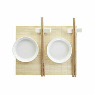 Sushi set DKD Home Decor Bamboe Plastic Keramiek Wit Natuurlijk Orientaals 28,8 x 19,8 x 3 cm (7 Onderdelen) (28,8 x 19,8 x 3 c