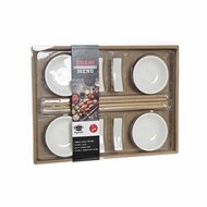 Sushi set DKD Home Decor Bamboe Keramiek Wit Natuurlijk Orientaals 27,3 x 20,3 x 2,5 cm (12 Stuks) 4