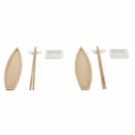 Sushi set DKD Home Decor 8 x 5 x 2 cm Keramisch Natuurlijk Wit Orientaals 1