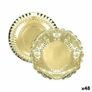 Snackdienblad Algon Gouden Rond 23 x 23 x 1,5 cm (48 Stuks) 1