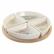 Snackdienblad DKD Home Decor 21,5 x 21,5 x 1 cm Beige Wit Keramiek Traditioneel 1