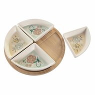 Snackdienblad DKD Home Decor 21,5 x 21,5 x 1 cm Beige Wit Keramiek Traditioneel 2