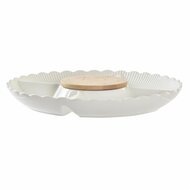 Snackdienblad DKD Home Decor 25,5 x 25,5 x 3 cm Natuurlijk Porselein Wit 1