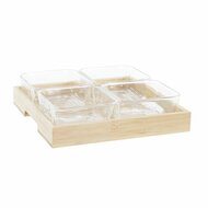 Snackdienblad DKD Home Decor Natuurlijk Bamboe Aluminium Kristal 280 ml 21 x 21 x 6 cm 1