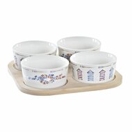 Set voor voorgerechtjes DKD Home Decor Blauw Natuurlijk Bamboe Keramiek Mediterrane 19,7 x 19,7 x 1 cm (5 pcs) 1