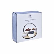 Set voor voorgerechtjes DKD Home Decor Wit/Zwart Metaal Bamboe Keramiek Loft 5 Onderdelen 350 ml 20 x 20 x 14 cm 4