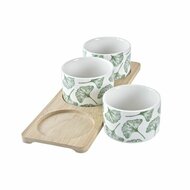 Set voor voorgerechtjes DKD Home Decor Bamboe Keramiek Lakens 3 Onderdelen 4 Onderdelen 28 x 9,7 x 1,5 cm 2