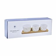 Set voor voorgerechtjes DKD Home Decor Bamboe Keramiek Lakens 3 Onderdelen 4 Onderdelen 28 x 9,7 x 1,5 cm 4