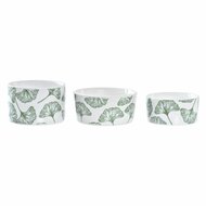 Set voor voorgerechtjes DKD Home Decor Wit Wit/Groen Bamboe Keramiek Lakens Tropisch 4 Onderdelen 18 x 18 x 1 cm 3