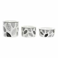 Set voor voorgerechtjes DKD Home Decor Wit/Zwart Bamboe Keramiek Lakens Cottage 3 Onderdelen 8 cm 20 x 20 x 8 cm 3