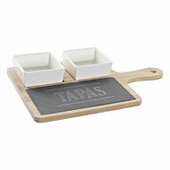 Set voor voorgerechtjes DKD Home Decor Tapas Bamboe Keramiek Raad van bestuur 3 Onderdelen 31 x 20 x 5 cm 1