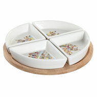 Set voor voorgerechtjes DKD Home Decor 21,5 x 21,5 x 1 cm Natuurlijk Rood Multicolour Keramiek Cottage Huizen 1