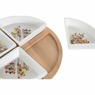 Set voor voorgerechtjes DKD Home Decor 21,5 x 21,5 x 1 cm Natuurlijk Rood Multicolour Keramiek Cottage Huizen 2