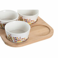 Set voor voorgerechtjes DKD Home Decor 19,7 x 19,7 x 1 cm Natuurlijk Blauw Multicolour Keramiek Cottage Huizen 2