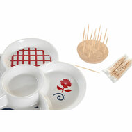 Set voor voorgerechtjes DKD Home Decor Rood Blauw Wit Keramiek 22 x 22 x 7 cm Mediterrane Huizen 2