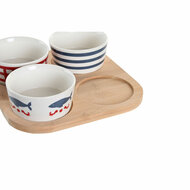 Set voor voorgerechtjes DKD Home Decor 19,7 x 19,7 x 1 cm Natuurlijk Rood Blauw Wit Keramiek Mediterrane Huizen 2