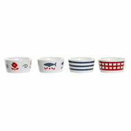 Set voor voorgerechtjes DKD Home Decor 19,7 x 19,7 x 1 cm Natuurlijk Rood Blauw Wit Keramiek Mediterrane Huizen 3