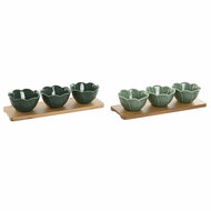 Set voor voorgerechtjes Home ESPRIT Groen Donkergroen Bamboe Porselein Tropisch 4 Onderdelen 32 x 10 x 7 cm (2 Stuks) 1