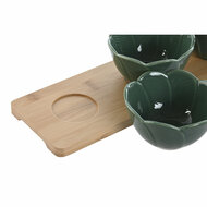 Set voor voorgerechtjes Home ESPRIT Groen Donkergroen Bamboe Porselein Tropisch 4 Onderdelen 32 x 10 x 7 cm (2 Stuks) 3